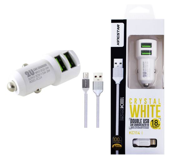 شارژر فندکی با کابل اندرویدی KINGSTAR KC-114A