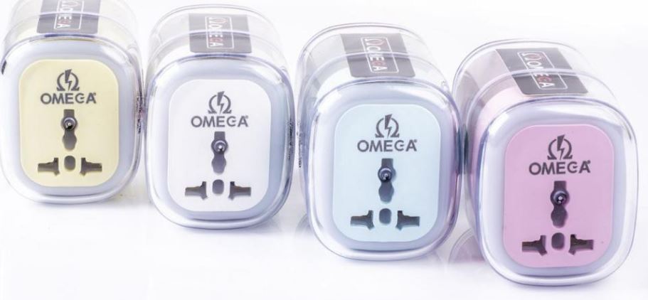 تبدیل 3 شاخ به 2 شاخ LED دار OMEGA M101