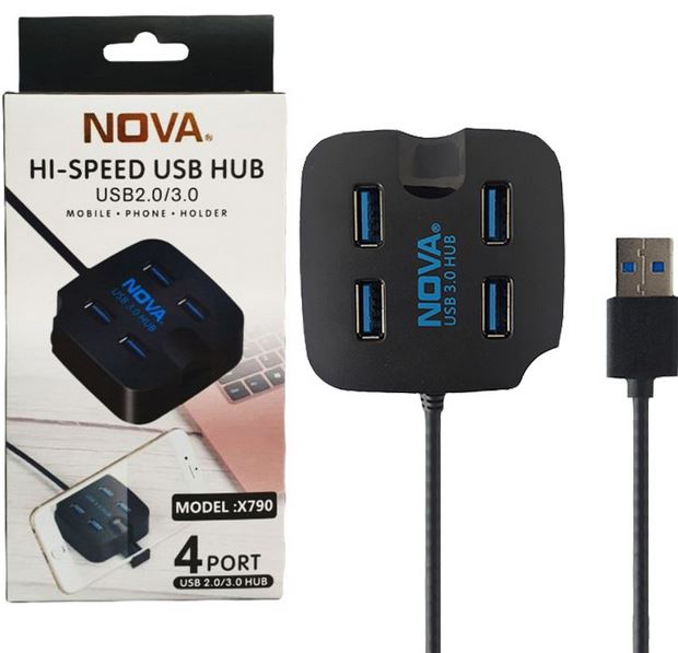 هاب 4پورت NOVA X-790 USB3 با کابل 1/20CM
