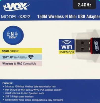 کارت شبکه بدون آنتن VOX X-822