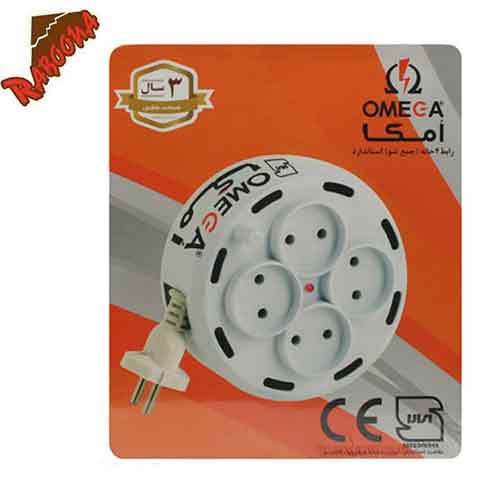 رابط برق 4 خانه استاندارد کلید دار سیم جمع شو OMEGA 7M