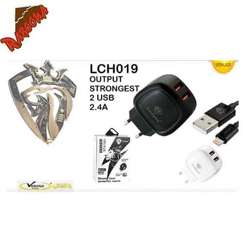 شارژر دو پورت باکابل آیفونی 2.4A Lenyes LCH019