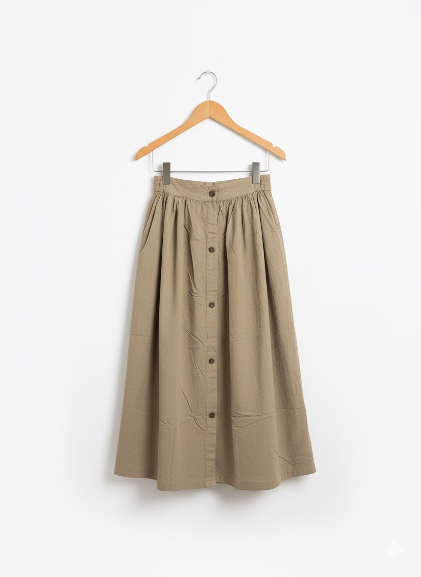 دامن دکمه چوبی موکا