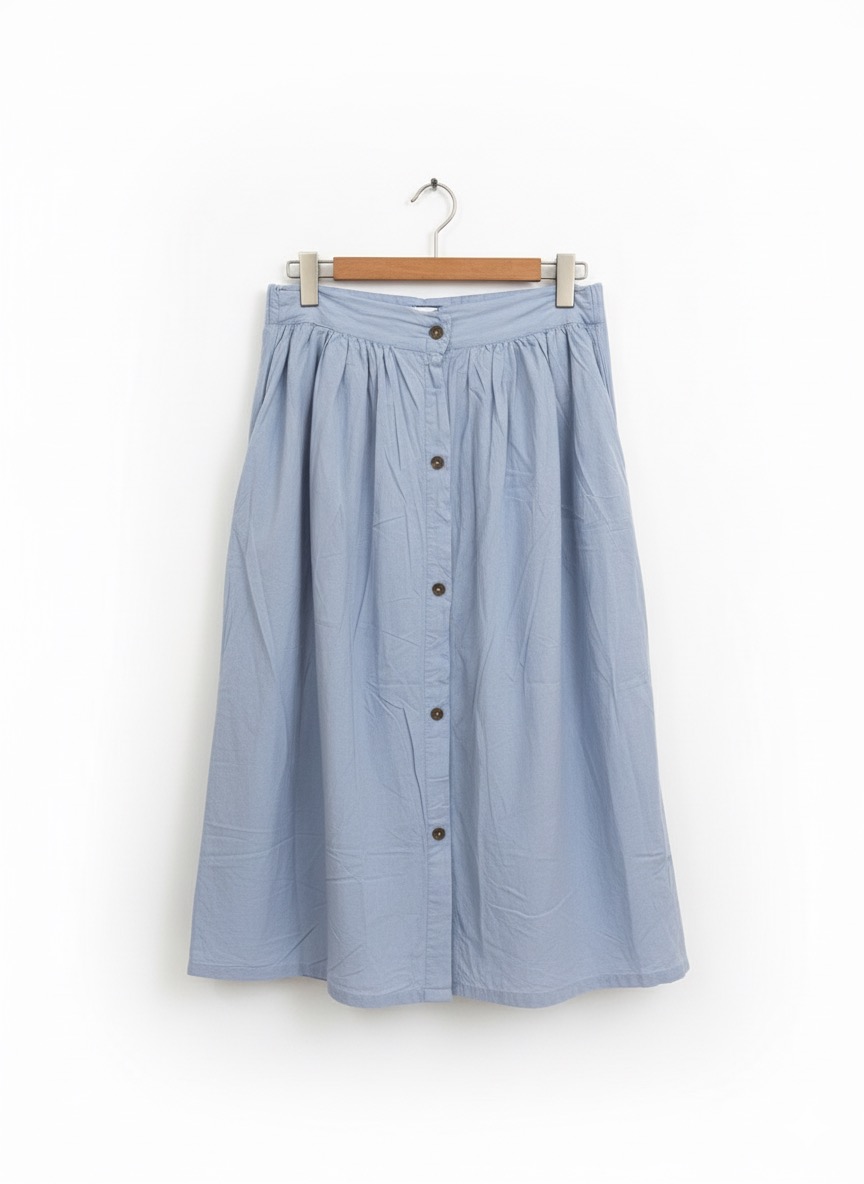 دامن دکمه چوبی آبی